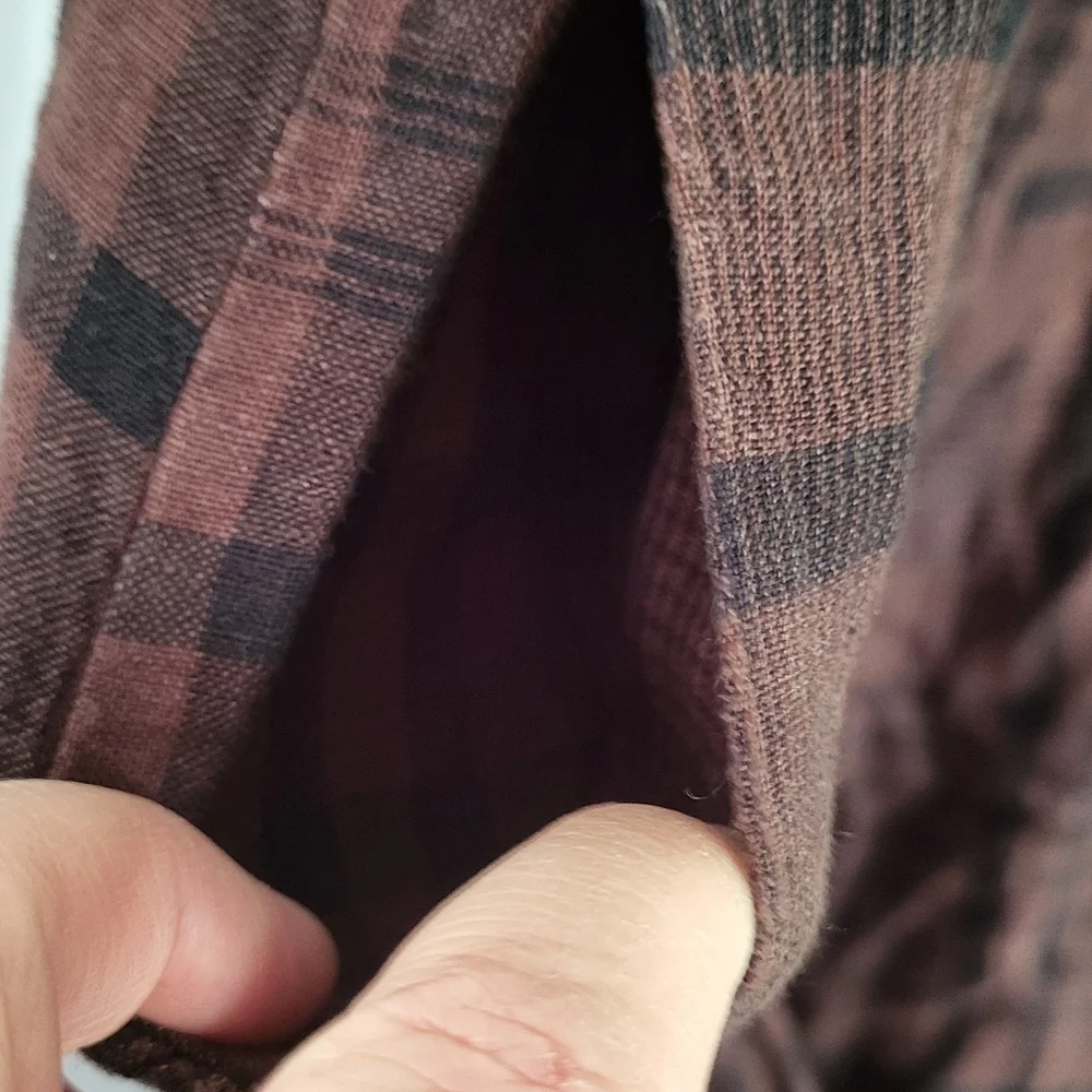 Everlane Linen Brown Black Plaid Button Down Jumpsuit